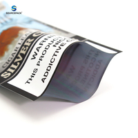 Bolsa de Plástico Mylar con Cierre, Sellada por Tres Lados, para Cigarros Pre-enrollados, con Logotipo Personalizado en Papel de Aluminio Suave al Tacto