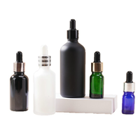 Flacons compte-gouttes en verre vert de plusieurs tailles, bouchons pipette noirs opaques, pour huiles essentielles, sérums faciaux, contenants cosmétiques vides