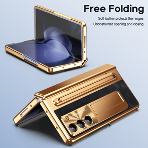 Étui à Charnière à Protection Intégrale 360° pour Samsung Galaxy Z <span class=keywords><strong>Fold</strong></span> 7 6 5 <span class=keywords><strong>4</strong></span> 3 en Cuir avec Stylet Tactile et Film en Verre Trempé - Product Image 5