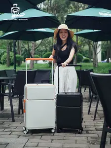 Valise à roulettes simple et tendance, nouvelle, rechargeable, avec serrure à combinaison, poignée télescopique, 4 roues, voyages d'affaires, 20 pouces - Product Image 2