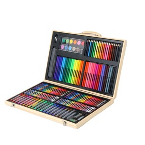 Fournitures scolaires personnalisées pour enfants, kit de cadeaux en bois de 180 pièces, ensemble de crayons de <span class=keywords><strong>couleur</strong></span>, ensemble de dessin artistique avec poignée <span class=keywords><strong>et</strong></span> loquet - Product Image 1