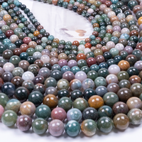 Perles rondes lisses en agate indienne naturelle 6mm 8mm 10mm 12mm, multicolores, pour la fabrication de bracelets et de colliers