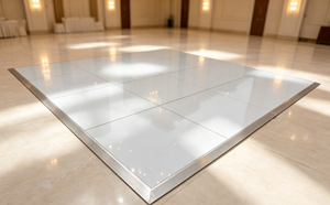 Piso de Baile Moderno de Madera Contrachapada y Aluminio en Blanco y Negro de Alto Brillo para Eventos de Boda en Interiores/Exteriores - Product Image 1