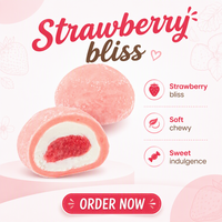 Mochi Daifuku aux fraises et au fromage, surgelé, soyeux et moelleux, garniture à la crème de riz glutineux, apprécié des enfants, collation pour la pause au bureau, service OEM