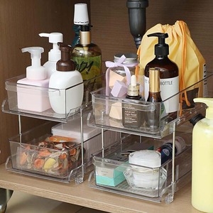 Plateau d'organisation coulissant pour la maison sous l'évier Organisateur transparent à <span class=keywords><strong>2</strong></span> niveaux avec séparateurs pour armoire - Product Image 2