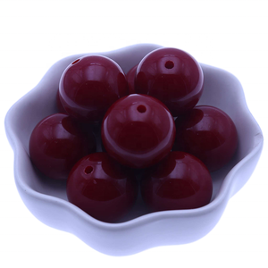 Grosir 18Mm 20Mm Baru Burgundy Bulat Bulat Chunky Permen Karet Mode Manik-manik Plastik Solid - Product Image 1