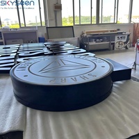 Livraison rapide, boîte lumineuse LED ronde double face, cadre en acier inoxydable, face en acrylique, publicité décorative pour usage extérieur, personnalisable