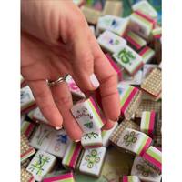 Jeu de Mahjong Américain en Acrylique Personnalisé avec Motif Tressé en Bambou, 160 Tuiles Gravées, Jeu de Société de Luxe, Vente en Gros