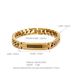Custom 316l Stainless Steel <b>Men</b> Bracelet Engrave 14k 18k Gold Plated Fashion Chain Link Bracelets <b>for</b> <b>Men</b> - Product Image 6