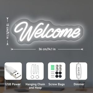 Welcome letreros neon <b>sign</b> LED indoor hanging ambient light shop <b>sign</b> wall decoration light entrance indicator light 5v 12v - Product Image 3