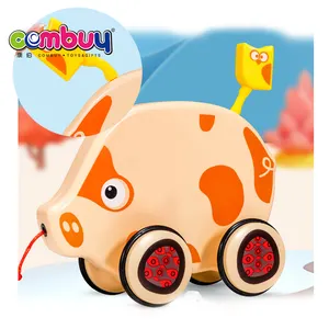 Komik domuz çekme hattı araba oyun bebek yürümeye başlayan oyuncak eğitici