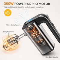 Batteur Électrique à Main 5 Vitesses 300W avec Fouet et Crochet Pétrisseur, Mélangeur Alimentaire Portable en Acier Inoxydable pour Cuisine CANXIN