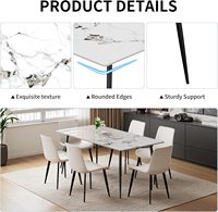 Table de cuisine minimaliste et moderne pour coin petit-déjeuner, salon ou salle à manger, avec base en acier et plateau en pierre frittée marbrée