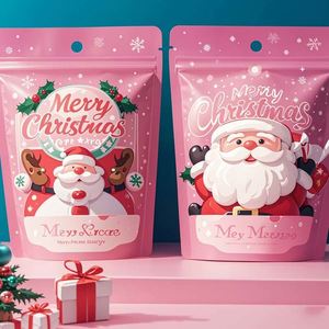 Custom Christmas Mylar Cookie <b>Bag</b> with Fashion Zipper Window Stand Pouch Food Packaging for Sushi and Jelly Moisture Proof - Product Image 1