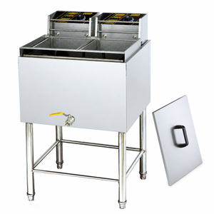 Friteuse électrique professionnelle sur pied 28L double cuve double panier 8kW pour frites poulet restauration - Product Image 1
