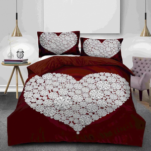Digital Love Heart Impression Housse de couette Brossé Microfibre Draps de <span class=keywords><strong>lit</strong></span> chauds Draps roses Flamingo 3D Ensembles de literie - Product Image 5