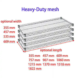 Étagère en fil galvanisé à 4 niveaux, robuste - Étagère de rangement industrielle réglable pour les usines et entrepôts sans risque ESD - Product Image 5