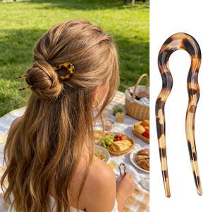 Horquilla para el pelo de 13 cm de tamaño grande con diseño de onda, pinza para moño, horquilla en forma de U de acrílico para niñas y mujeres - Product Image 4