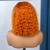 Wig Bob Keriting Oranye Jahe 13x4 Rambut Asli Manusia # Wig Pendek Keriting 350 Short Tight Curl Lace Frontal Pre Plucked Berwarna Grosir Pabrik