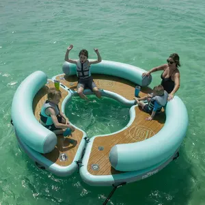 浮岛泳池休闲椅充气浮船坞/充气海洋浮筏平台游泳池聚氯乙烯船坞