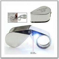 NO.9890 40X 25mm Mini Folding Diamond Loupe , Led Currency Detecting Magnifying Glass