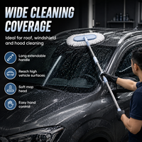 Brosse de lavage de voiture extensible avec tête en microfibre chenille, manche télescopique, outil de nettoyage pour toit, pare-brise et capot, fabrication OEM