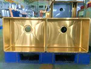 Évier de <span class=keywords><strong>cuisine</strong></span> décoratif fait main en acier inoxydable plaqué or pour hôtel et maison lave-vaisselle à <span class=keywords><strong>bas</strong></span> prix - Product Image 6
