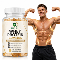 Permen Protein Whey untuk Pria Pertumbuhan Otot Pemulihan Kekuatan Suplemen Nutrisi Kebugaran Label Pribadi OEM 60 Buah Grosir