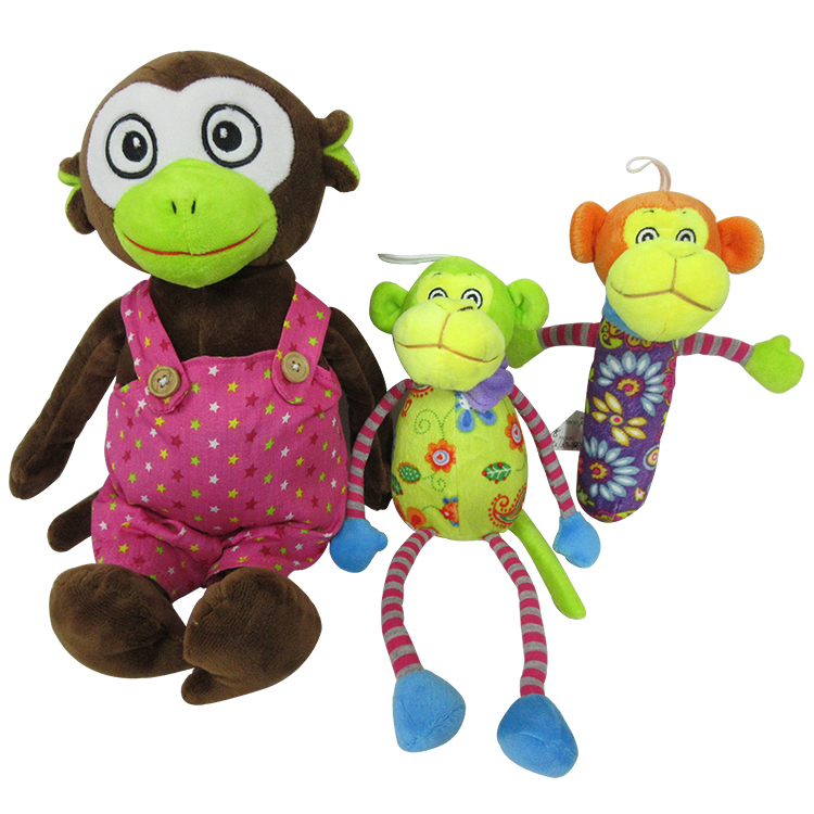 Мягкая детская игрушка, плюшевая погремушка с кольцом-колокольчиком, мягкая детская игрушка, плюшевая обезьяна с ручным колокольчиком