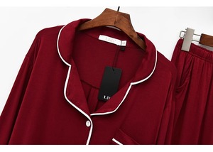 Nuovo Stile Primavera-Estate: Set Loungewear con Colletto a Risvolto in Modal, Maniche Lunghe e Pantaloni Lunghi per <span class=keywords><strong>Uomo</strong></span> e Donna, <span class=keywords><strong>Pigiama</strong></span> per Coppie - Product Image 3