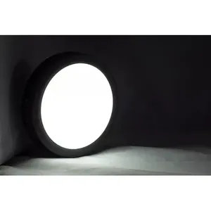 Plafonnier LED moderne 18W à montage en surface avec télécommande, lumière froide et chaude, 6000K, plastique noir, AC 85-265V, grande taille - Product Image 4