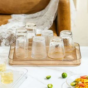 Transparent <b>Plastic</b> Tea <b>Tray</b> Square L Size With Drainage For Tea Set Storage And Fruit Display - Product Image 2