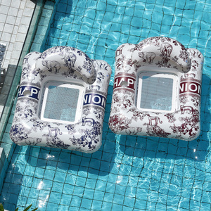 ผู้ผลิต JOSEN รับผลิตแบบ ODM เตียงลม PVC สีน้ำเงินขาว เก้าอี้ลอยน้ำสำหรับสระว่ายน้ำ ปาร์ตี้ริมน้ำ ตาข่ายลอยน้ำ - Product Image 6