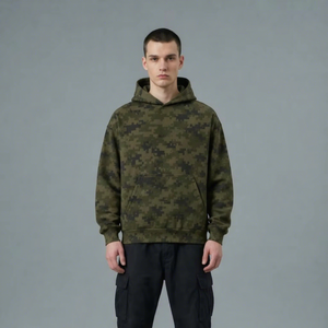 Sweat-shirt à capuche camouflage pour homme OEM ODM, style streetwear, avec poche kangourou, tricot d'automne, logo personnalisé - Product Image 3