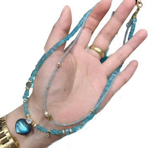 Nouvel Arrivage Pendentif artisanal de haute qualité en Apatite bleue avec cœur en Labradorite à fort éclat, <span class=keywords><strong>pierre</strong></span> de guérison spirituelle de qualité supérieure - Product Image 4