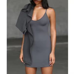 Vestido Mini Personalizado de Verano 2025, Nuevo Estilo Bohemio Informal para Mujer, con Cuello Halter, Color Sólido, Tejido con Parches, Ecológico - Product Image 2