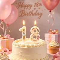 Bougies d'anniversaire numériques 0-9 en gros d'usine, personnalisées avec impression de dessins animés, décorations de gâteau pour Pâques et Nouvel An, sans flamme, non toxiques