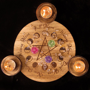 Castiçal de madeira para queimar pentagrama, castiçal decorativo para altar, placa de astrologia e adivinhação - Product Image 3