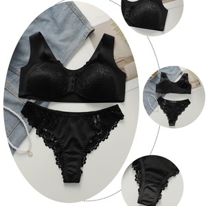 Soutien-gorge à boucle frontale avec bonnets fixes, liftant et offrant un excellent maintien, style gilet en dentelle pour femme - Product Image 1