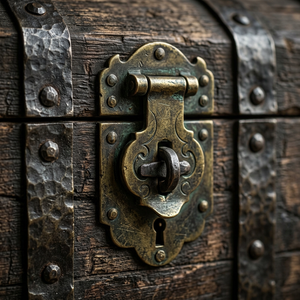 Coffre <span class=keywords><strong>au</strong></span> <span class=keywords><strong>trésor</strong></span> pirate en bois de style antique avec quincaillerie en laiton - Grand coffre de rangement décoratif pour jouets et décoration intérieure - Product Image 2