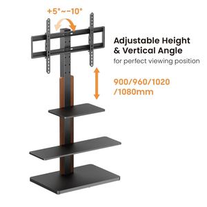 Soporte de Suelo Universal para TV de Estudio con Inclinación y Altura Ajustables, con Estantes, Máx. Soporte VESA 600x400 para Pantallas Planas o Curvas de 32 a 75 Pulgadas - Product Image 2