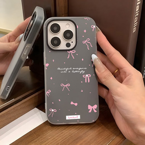 เหมาะสำหรับเคสไอโฟน 17 โปรแม็กซ์ โบว์สีชมพูสไตล์เกาหลี รูขนาดใหญ่ เคสโทรศัพท์กันกระแทก - Product Image 4