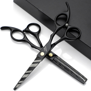 Tijeras de entresacar de fábrica con 30 dientes, negras a rayas, para cortar con la mano derecha, para uso doméstico y práctica. - Product Image 5