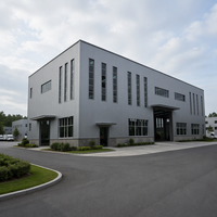 Bâtiments modulaires en acier légers de style industriel moderne, entrepôts préfabriqués à ossature métallique, bâtiments de bureaux logistiques