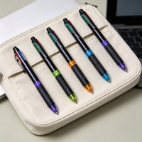 Bolígrafo Multicolor de 0.7mm con Tinta Negra, Roja y Azul, Retráctil, Multifunción, con Logotipo, Cuerpo de Plástico, Novedad Promocional para la Escuela