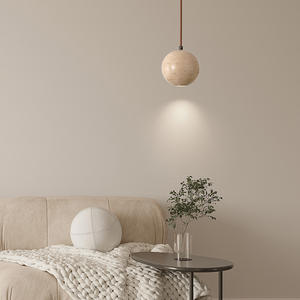 مصباح وابي سابي دائري ، بجانب السرير ، مصباح معلق من الترافرتين ، مصباح معلق لفندق ومطعم ومنزل وفيلا - Product Image 2