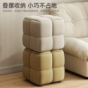 Puf Otomano Moderno en Forma de Cubo, Tapizado en Tela Suave, Mueble para Sala de Estar, Asiento Infantil con Diseño de Cojín - Product Image 3