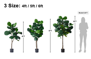 Árbol de Ficus Artificial Detallado en Maceta con Tronco de Plástico para Proyectos de Diseño de Interiores y Vestíbulos - Product Image 5