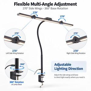 Lampada da Scrivania <span class=keywords><strong>LED</strong></span> OEM 24W con Morsetto, Nera e Bianca, Spina US/EU, Luce Regolabile per Ufficio, Lettura e Lavoro Creativo - Product Image 5