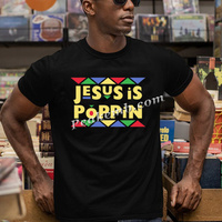 Service de transfert de film DTF religieux personnalisé avec logo « Jesus Is Poppin » à repasser, impression de transfert sur film DTF chrétien pour motifs melaninés